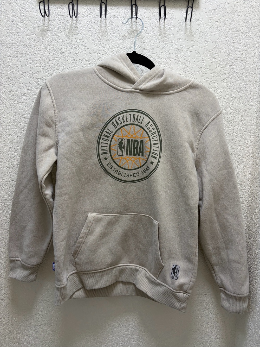 NBA Beige Pullover Hoodie with Vintage Seal Logo